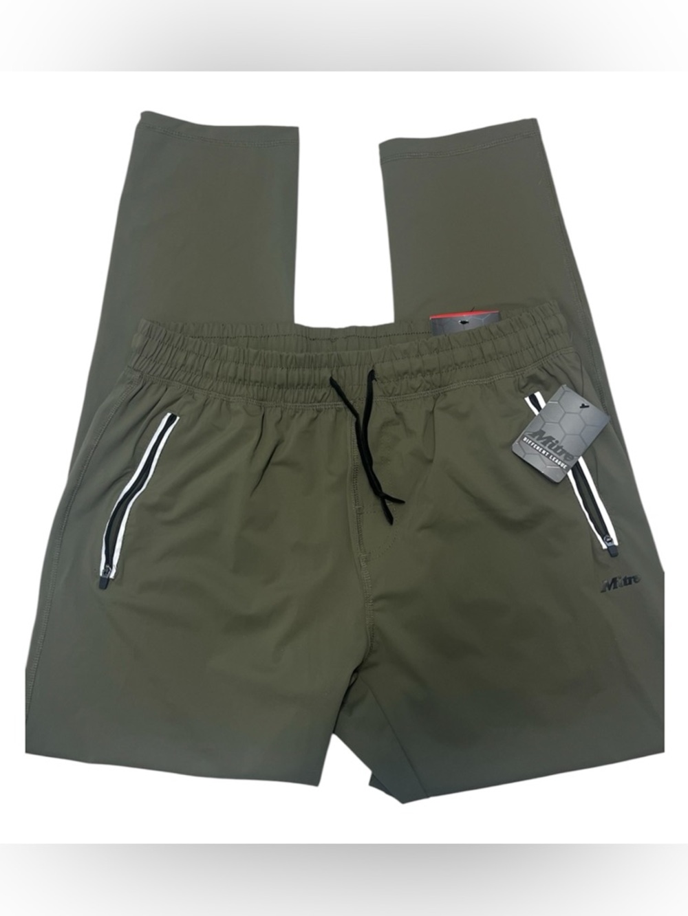 Mitre Forrest Green Athletic Pants Joggers  with Zip Pockets Drawstring NWT Sz L